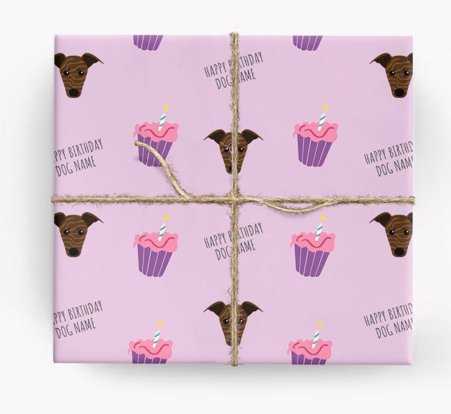 Personalised 'Happy Birthday' Cupcake Wrapping Paper with {breedFullName} Icons